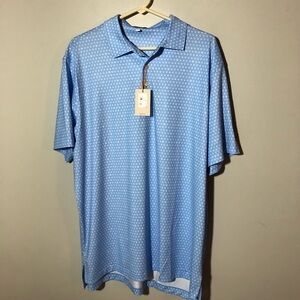 NWT Peter Millar crown sport summer comfort skull performance polo light blue L